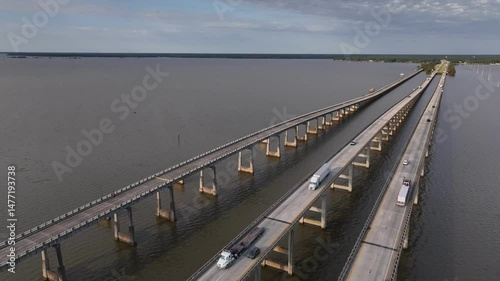 Wallpaper Mural Traveling across America in cars and trucks driving across Lake Marion in South Carolina on Interstate 95  Torontodigital.ca