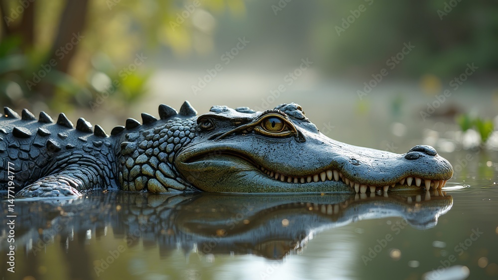 Close up image of crocodiles in water Close up image of crocodiles in water