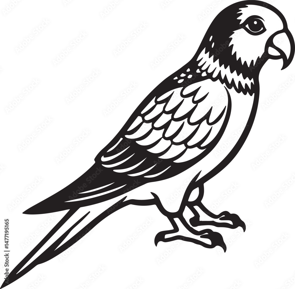 Two parrots in outline drawing perched side by side, perfect for wildlife illustrations, lovebird themes, and tropical design elements. Two parrots in outline drawing perched side by side, perfect for wildlife illustrations, lovebird themes, and tropical design elements.