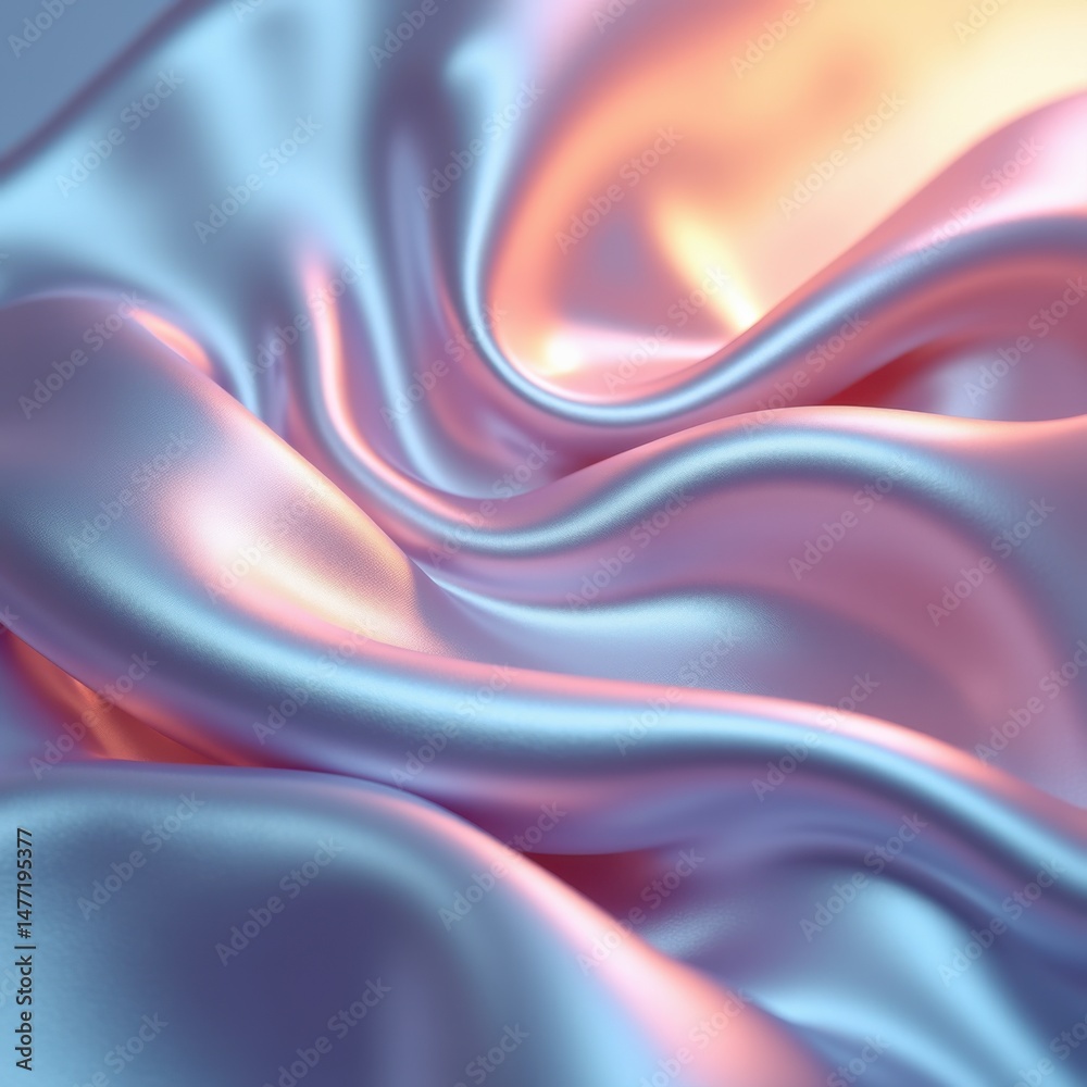 Obraz premium Smooth, pastel-colored silk fabric with soft folds and a glossy, iridescent sheen.