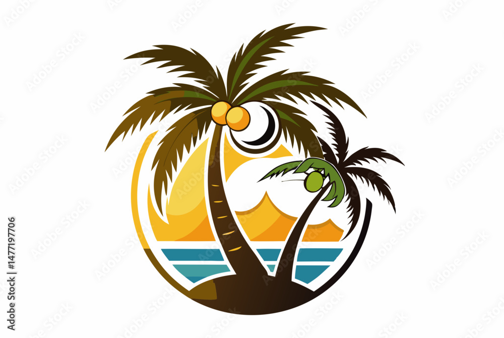Obraz premium Vector Coconut Tree Logo Concept