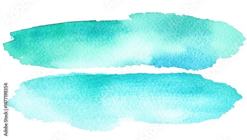 Two horizontal watercolor brushstrokes, vibrant turquoise and teal hues blending smoothly