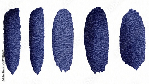 Indigo paint strokes in various shades.  Textured,  oval shapes,  gradient effect
