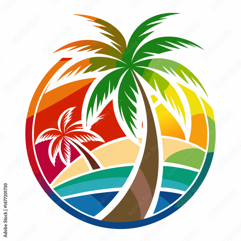 Obraz premium Tropical Palm Tree Vector Illustration
