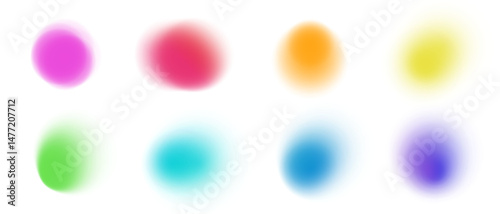 Gradient abstract background with vivid colors blue, green, pink, yellow and red. Soft blur neon glow fluid shapes. Iridescent brutalism with organic modern and digital elements.