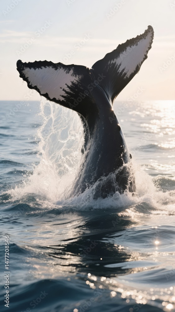 Fototapeta premium Humpback Whale Tail Fluke Emerging from the Ocean