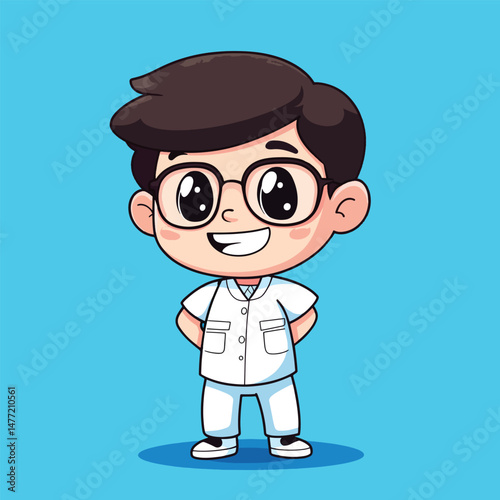 cartoon cute dentist boy mascot cute cartoon no details solid background bright