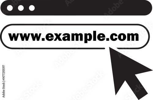 Website Address Bar with Cursor Click Vector Illustration