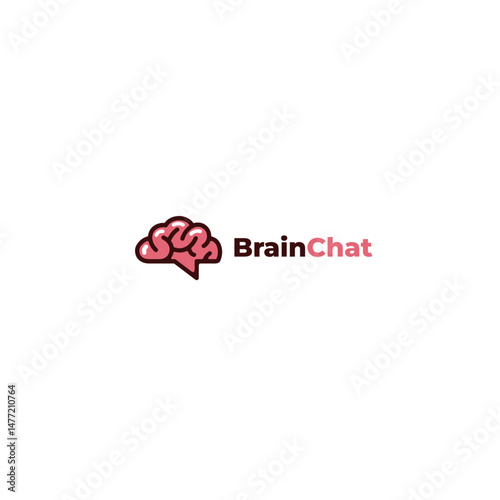 Brain icon logo flat vector design