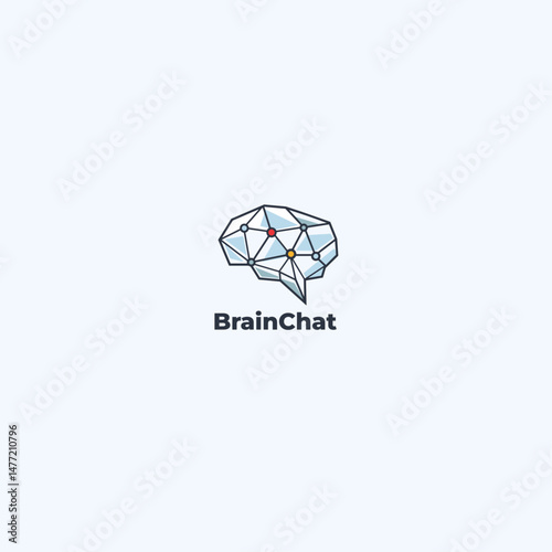 Brain icon logo flat vector design
