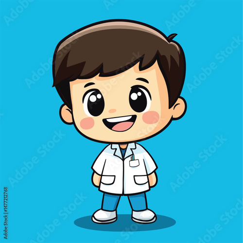 cartoon cute dentist boy mascot cute cartoon no details solid background bright