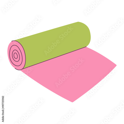 Pink and green yoga mat for exercise, fitness, pilates, and workouts