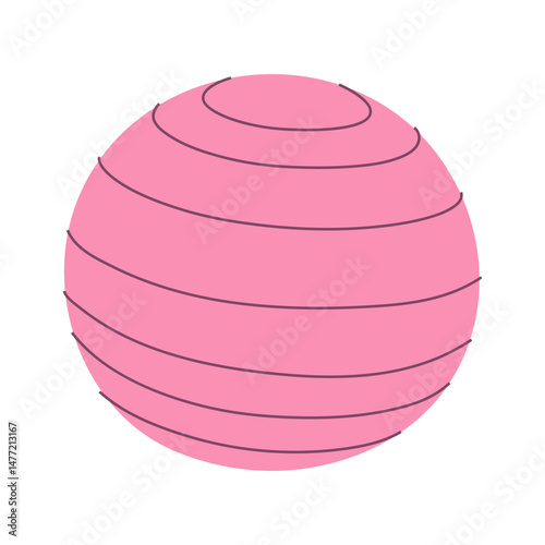 Pink fitness ball for yoga, stretching and stability training.