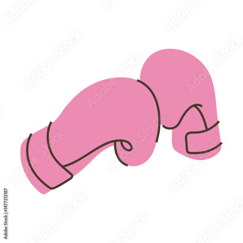 Vibrant pink boxing gloves, equipment for combat sports. Simple clip art