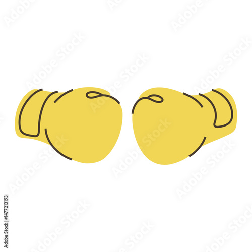 Vibrant yellow boxing gloves, equipment for combat sports. Minimalist clip art