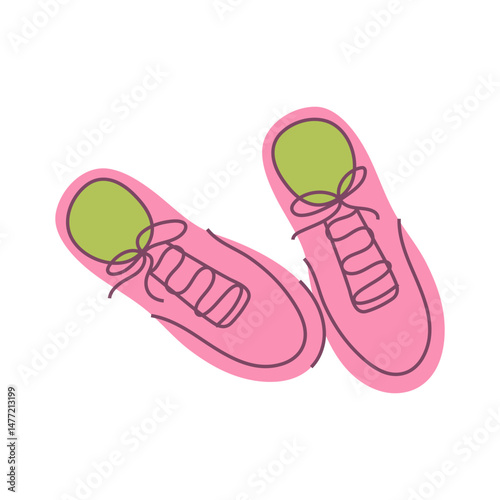 Pair of pink sneakers for sport, fitness, exercise and training.