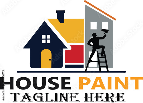 house home paint painting logo design vector illustration
