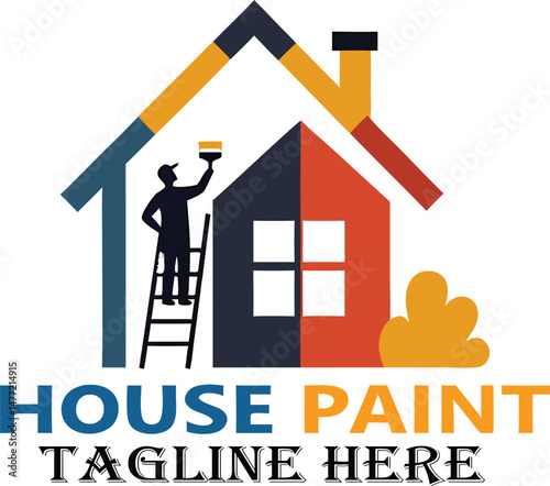 house home paint painting logo design vector illustration
