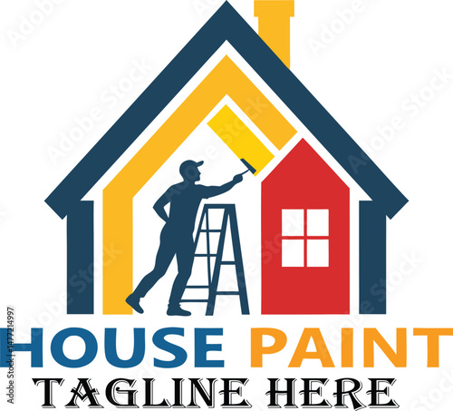 house home paint painting logo design vector illustration
