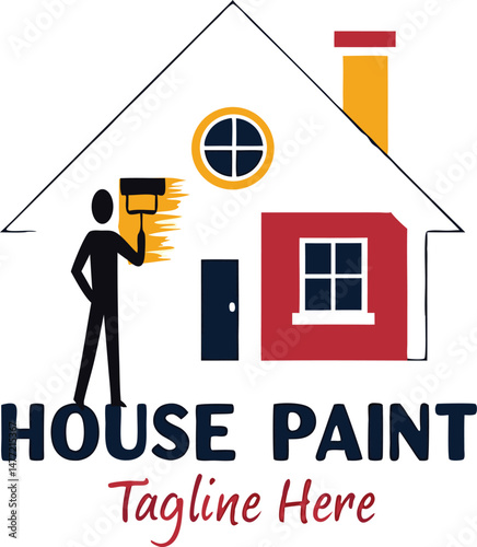 house home paint painting logo design vector illustration
