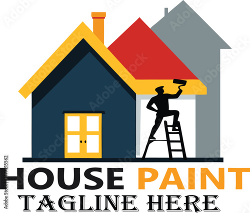 house home paint painting logo design vector illustration
