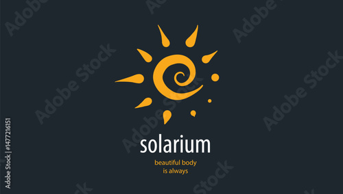 Hand-drawn vector logo on a black background for a solarium