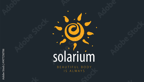 Hand-drawn vector logo on a black background for a solarium