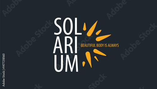 Hand-drawn vector logo on a black background for a solarium