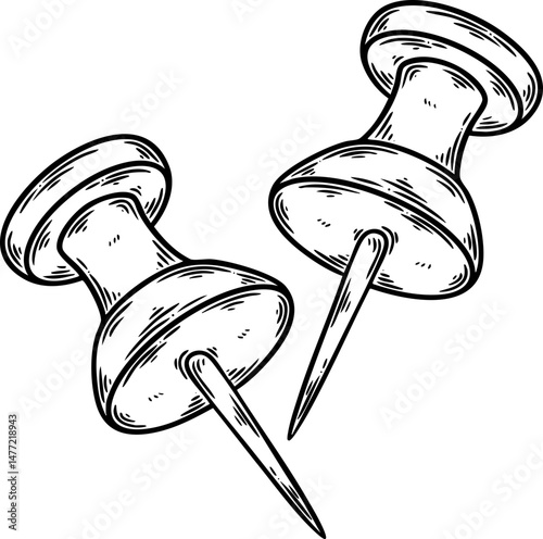 paper needle stationery hand drawn