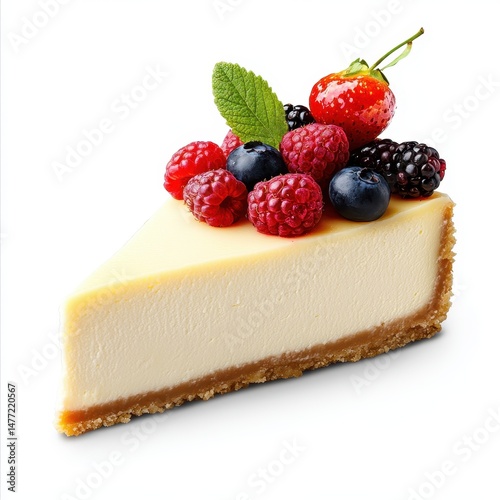 Wallpaper Mural Delicious cheesecake slice topped with fresh berries Torontodigital.ca