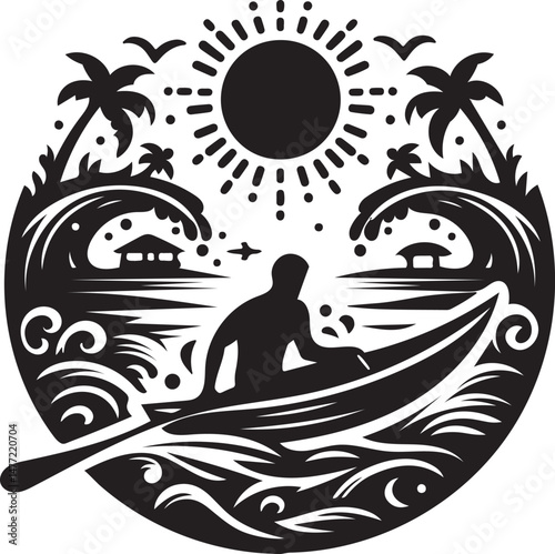 silhouette of a man on a boat