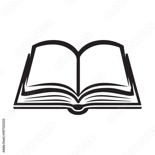Open book, simple vector illustration, knowledge, education, reading, learning.