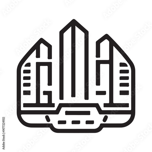 Futuristic Cityscape, Modern Architecture, Urban Skyline, Night View, Vector Illustration.