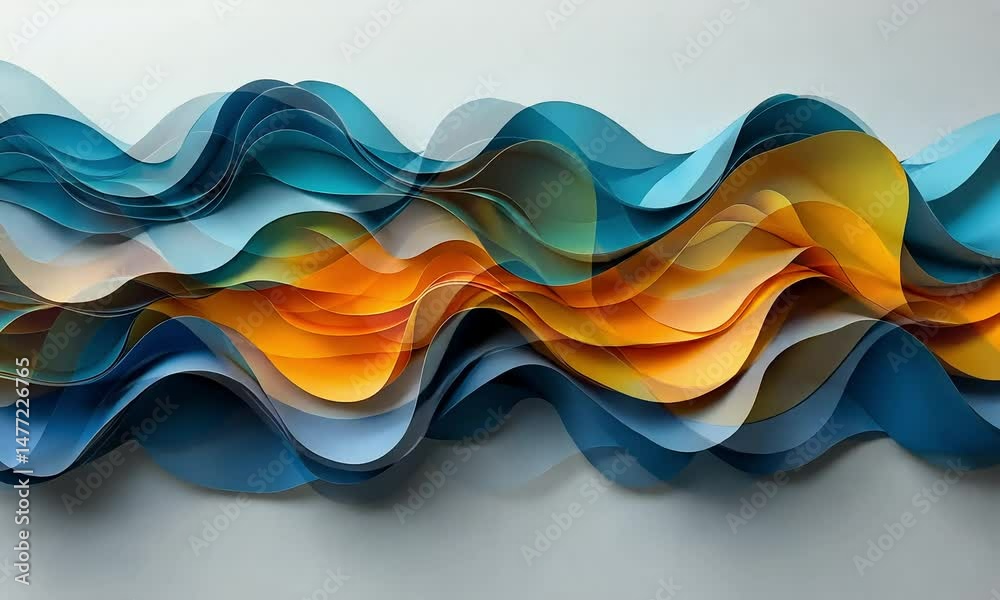 Abstract paper waves in vibrant hues
