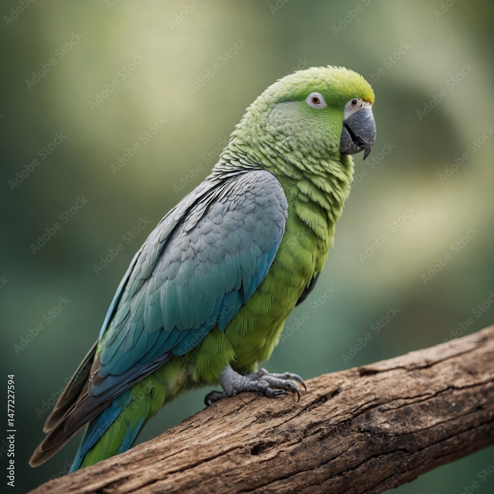 Obraz premium Quaker Parrot bird on piece of wood.