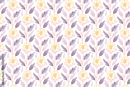 one line modern sketch floral, seamless cotton flower repeat, outline fashion textile print, stylish pillow cover design, wrapping paper fabric texture, nature hand drawn pattern, trendy textile art

