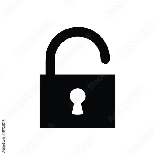 Black isolated icon of locked and unlocked lock on white background.