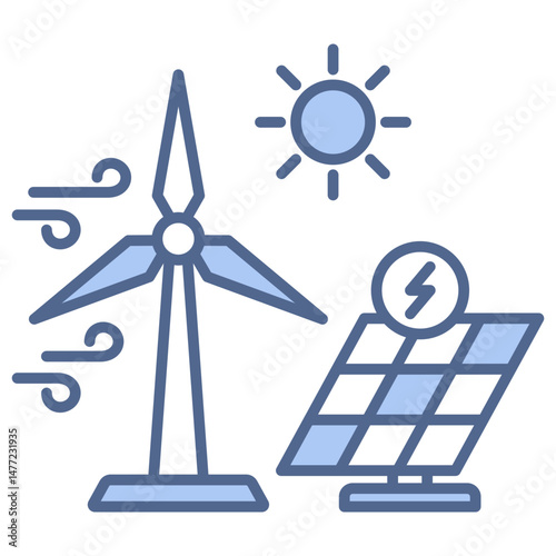Renewable Energy Blue Icon