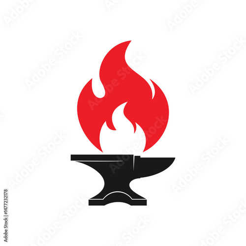 Blacksmith fire iron logo design vector template