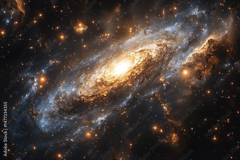 Fototapeta premium A majestic spiral galaxy in a vast cosmic expanse.