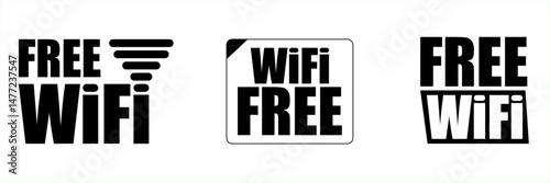 Free WiFi Icons Set – Bold Black and White Wireless Internet Symbols for Public Access. free wifi icons black white and bold.