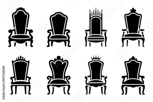 Royal throne chair furniture vector illustration