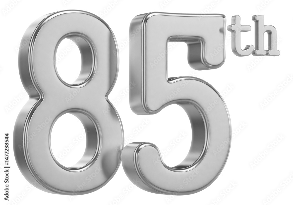 Naklejka premium 85th Anniversary silver Number 3D