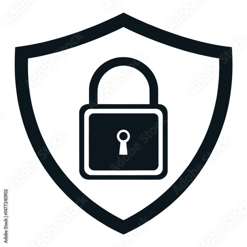 Security shield or virus shield lock line art icon for apps and websites 