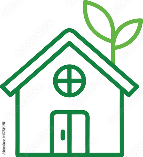 Line icon of an eco house, green world concept for World Environment Day.