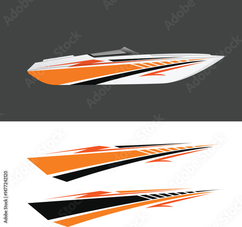 yacht background sticker design vector. modern yacht sticker
