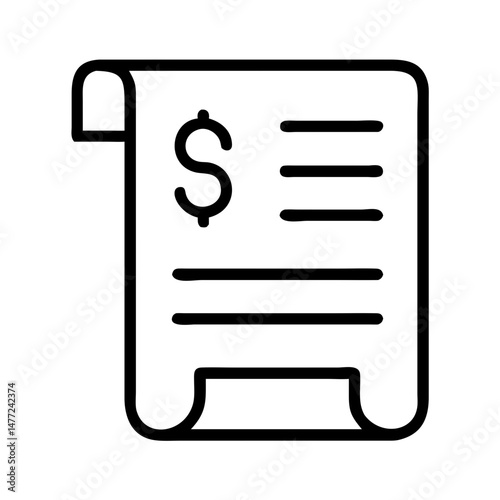Invoice with dollar sign and itemized list in simple design  
