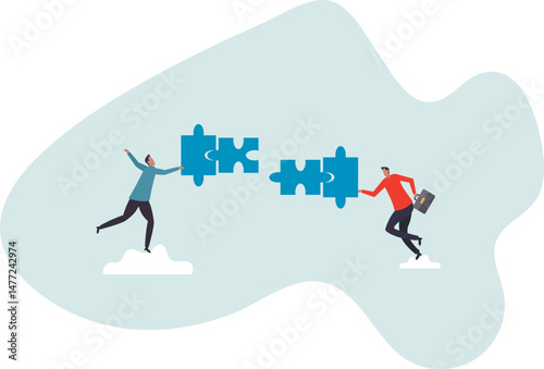 Partnership and teamwork, business agreement deal or working team collaboration .character for design.