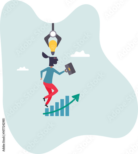 Invent new idea or innovation, knowledge or new skill to achieve work success, creativity and imagination.character for design.