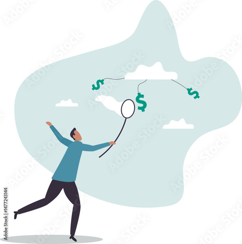 Cloud investment, new technology using cloud computing stock rising up and gain more profit in new normal economic .character for design.